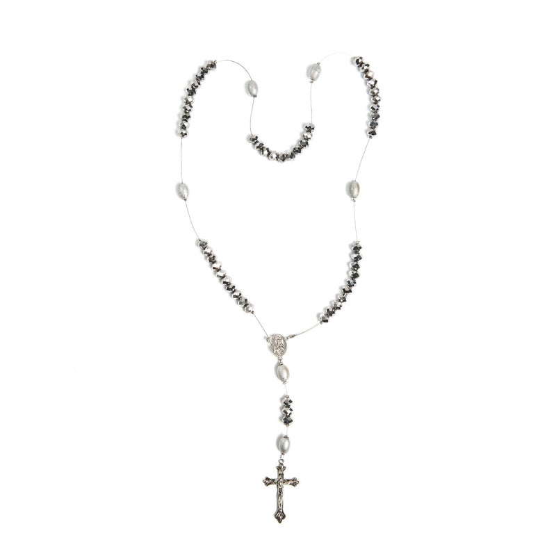 Linpeng Silver Crystal Glass Plastic Beads Rosary DIY Jewelry Kit, Rosary Making Supplies, Gift for Beader, Silver, 1 Pack - Image 3
